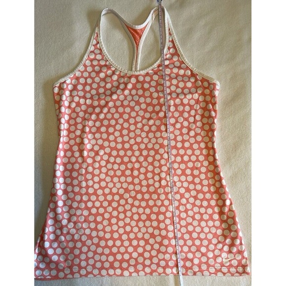 Nike Dri Fit Tank Top Women Medium Orange White Running Gym Athletic Activewear - Picture 3 of 10